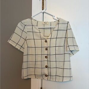 Cream Grid Button-Down Shirt